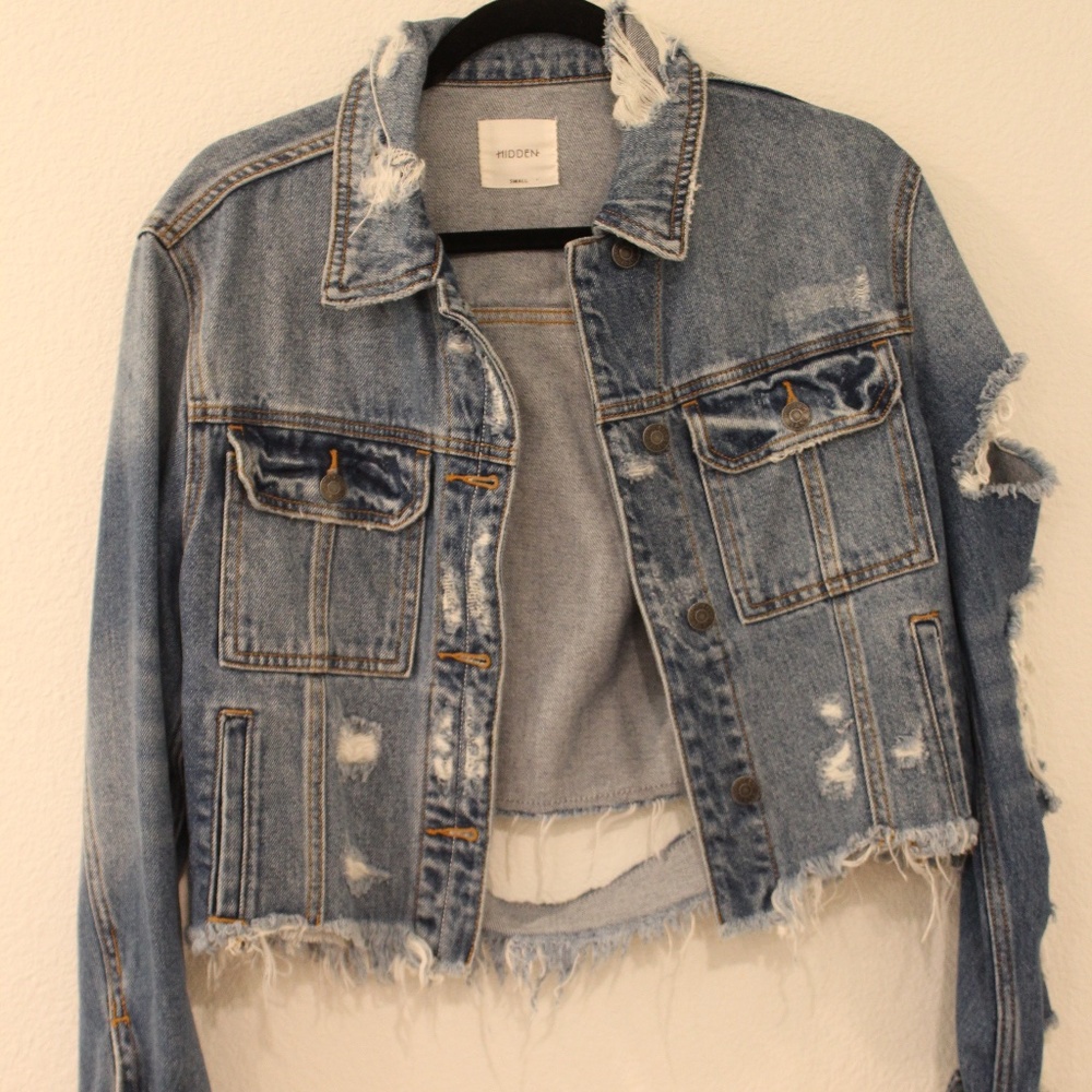 Hidden Ripped Jean Jacket